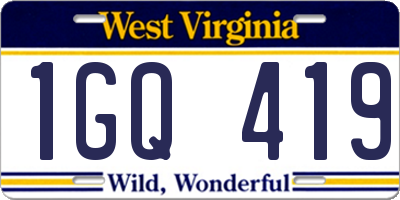 WV license plate 1GQ419