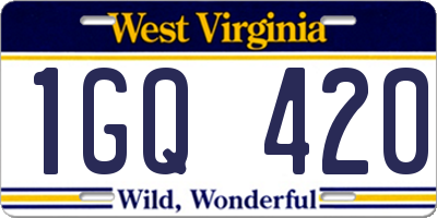 WV license plate 1GQ420