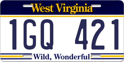 WV license plate 1GQ421