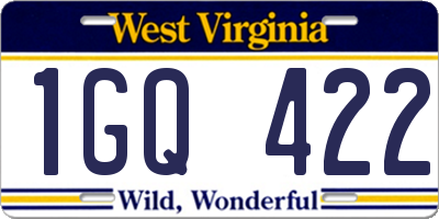 WV license plate 1GQ422