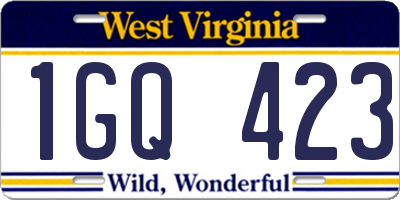 WV license plate 1GQ423