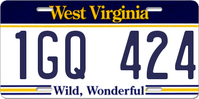 WV license plate 1GQ424
