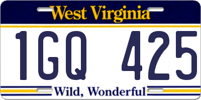 WV license plate 1GQ425