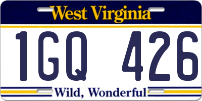 WV license plate 1GQ426