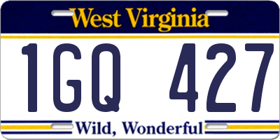 WV license plate 1GQ427