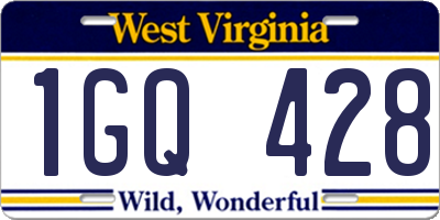 WV license plate 1GQ428