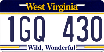 WV license plate 1GQ430