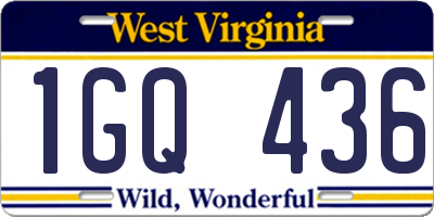 WV license plate 1GQ436