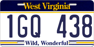 WV license plate 1GQ438