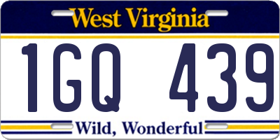 WV license plate 1GQ439