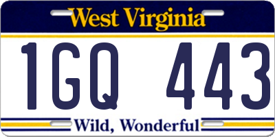 WV license plate 1GQ443