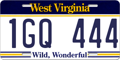 WV license plate 1GQ444