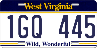 WV license plate 1GQ445