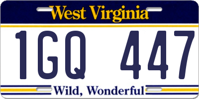 WV license plate 1GQ447