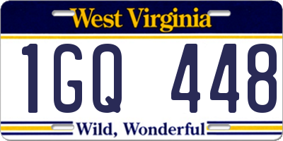 WV license plate 1GQ448