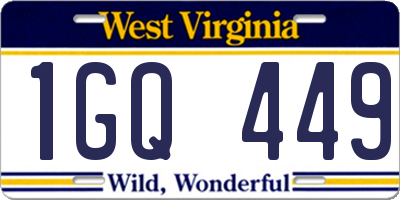 WV license plate 1GQ449