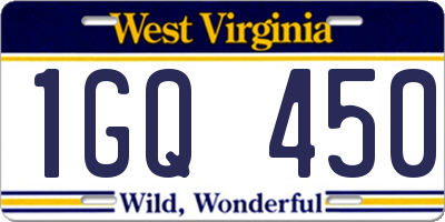 WV license plate 1GQ450
