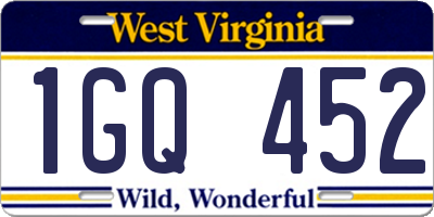 WV license plate 1GQ452