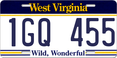 WV license plate 1GQ455