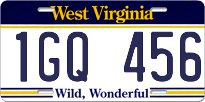 WV license plate 1GQ456