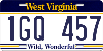 WV license plate 1GQ457