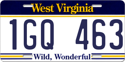 WV license plate 1GQ463