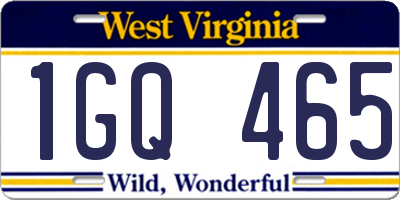 WV license plate 1GQ465