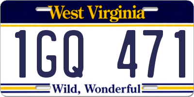 WV license plate 1GQ471