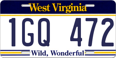 WV license plate 1GQ472