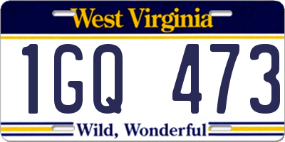 WV license plate 1GQ473