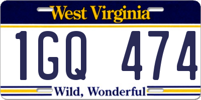 WV license plate 1GQ474
