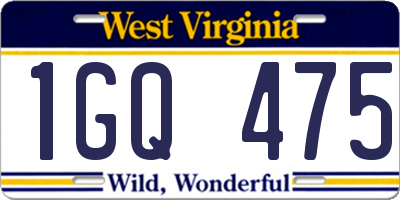 WV license plate 1GQ475