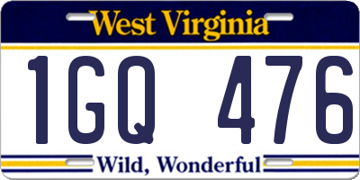 WV license plate 1GQ476