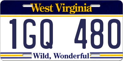 WV license plate 1GQ480