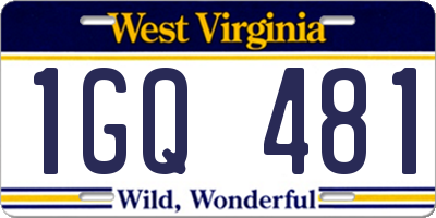 WV license plate 1GQ481