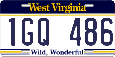 WV license plate 1GQ486