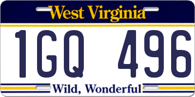 WV license plate 1GQ496
