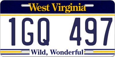 WV license plate 1GQ497