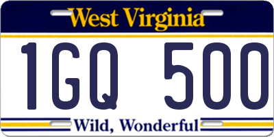 WV license plate 1GQ500