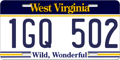 WV license plate 1GQ502