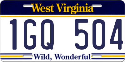 WV license plate 1GQ504
