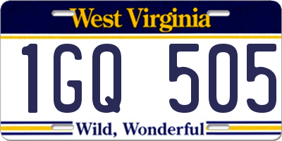 WV license plate 1GQ505