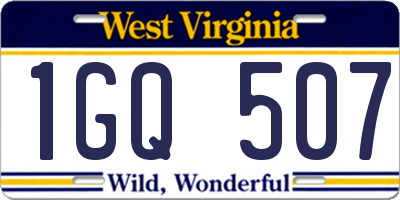 WV license plate 1GQ507