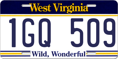 WV license plate 1GQ509