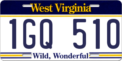 WV license plate 1GQ510