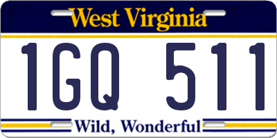 WV license plate 1GQ511
