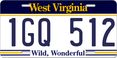 WV license plate 1GQ512