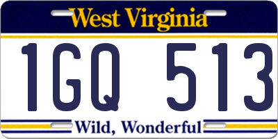 WV license plate 1GQ513