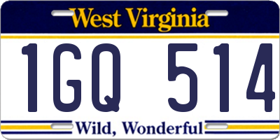 WV license plate 1GQ514