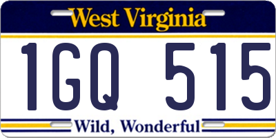 WV license plate 1GQ515